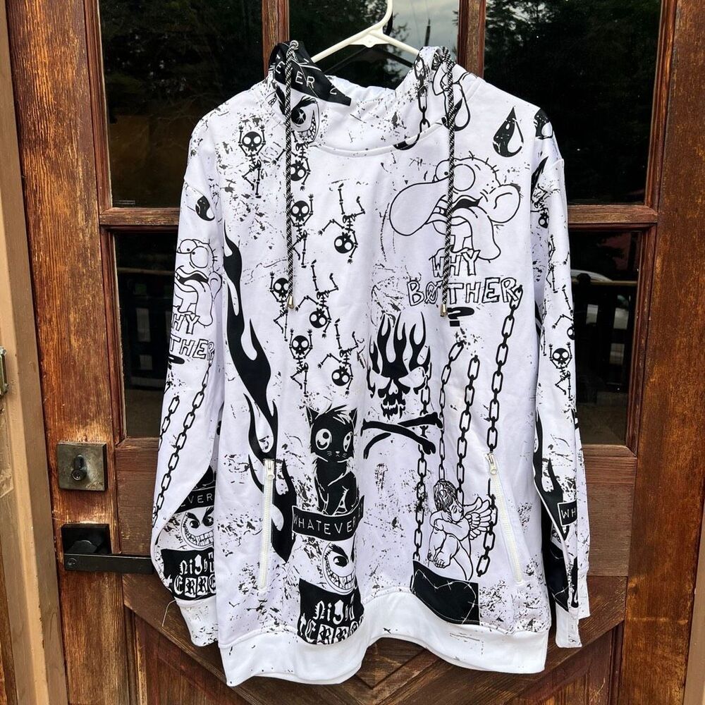 Whatever 21 Night Terror Pullover Sweatshirt Hoodie Streetwear skate 2X XXL $110 - Picture 2 of 8